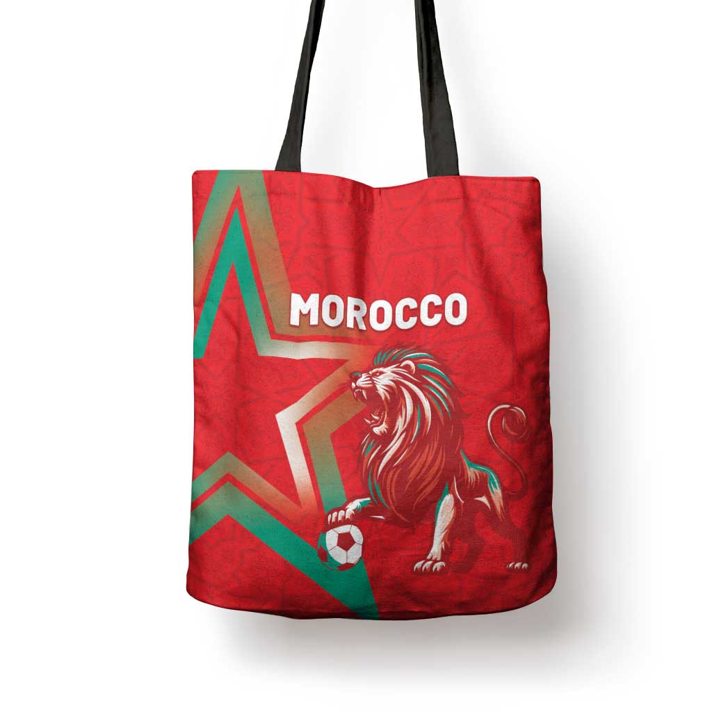 Morocco WC Football 2026 Tote Bag Go Champions Lion Spirit - Wonder Print Shop