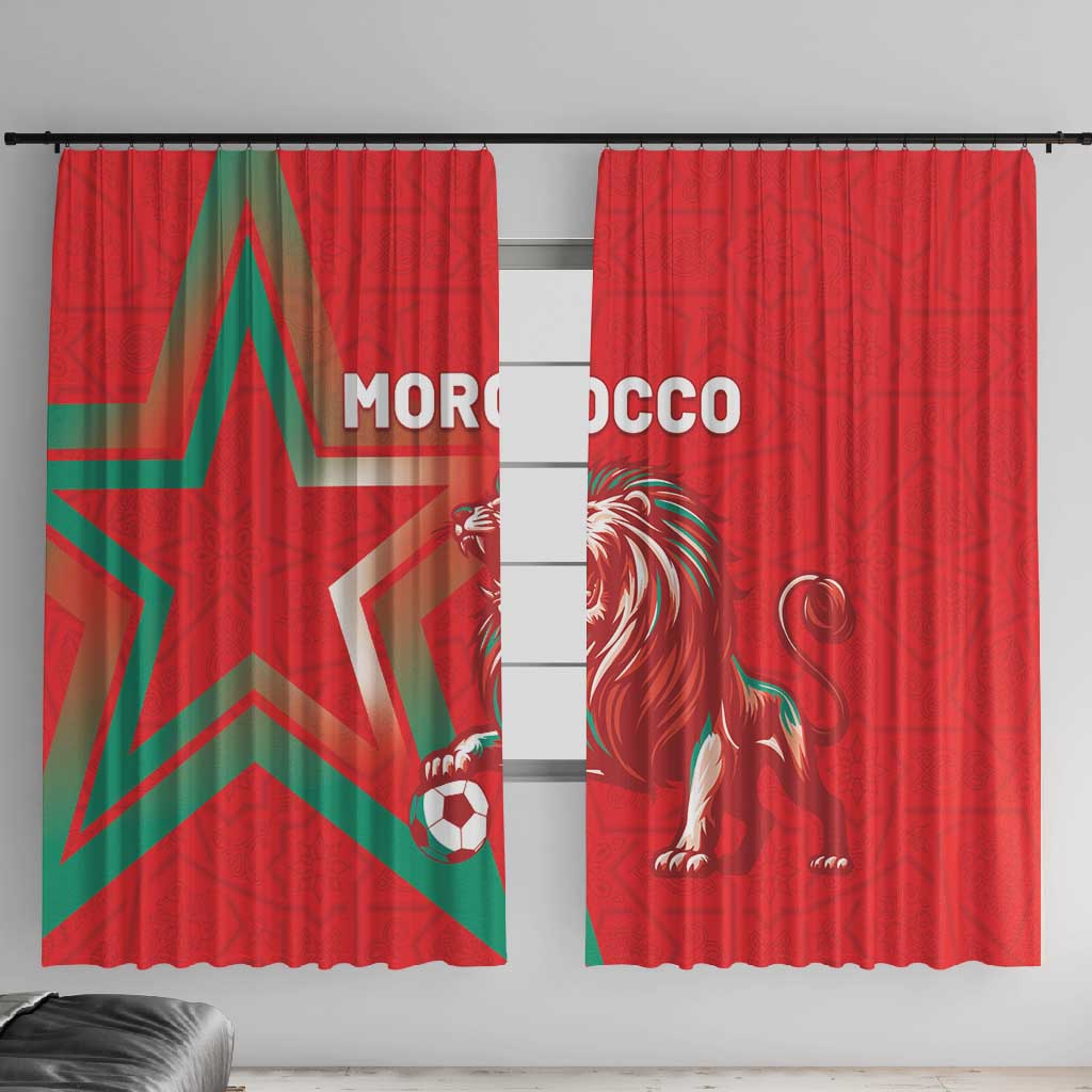 Morocco WC Football 2026 Window Curtain Go Champions Lion Spirit - Wonder Print Shop