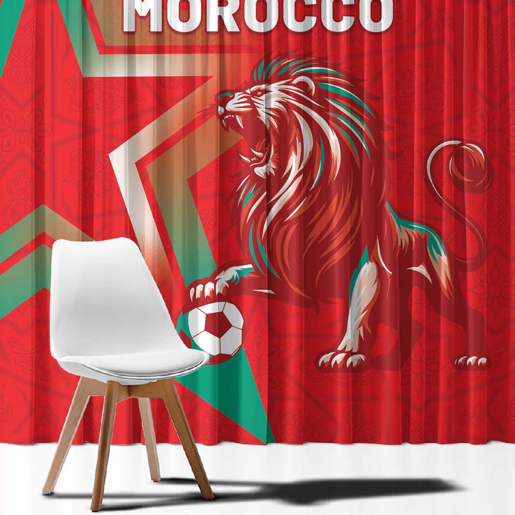 Morocco WC Football 2026 Window Curtain Go Champions Lion Spirit - Wonder Print Shop