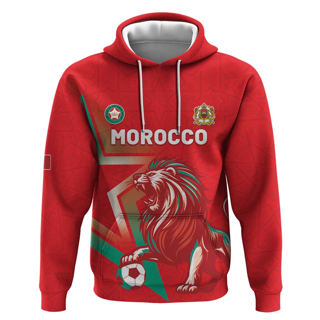 Custom Morocco WC Football 2026 Zip Hoodie Go Champions Lion Spirit - Wonder Print Shop