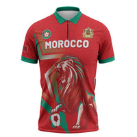 Custom Morocco WC Football 2026 Zipper Polo Shirt Go Champions Lion Spirit - Wonder Print Shop