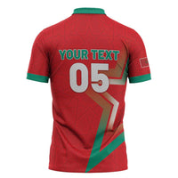Custom Morocco WC Football 2026 Zipper Polo Shirt Go Champions Lion Spirit - Wonder Print Shop