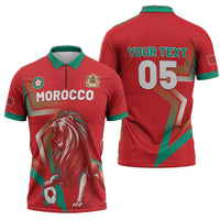 Custom Morocco WC Football 2026 Zipper Polo Shirt Go Champions Lion Spirit - Wonder Print Shop