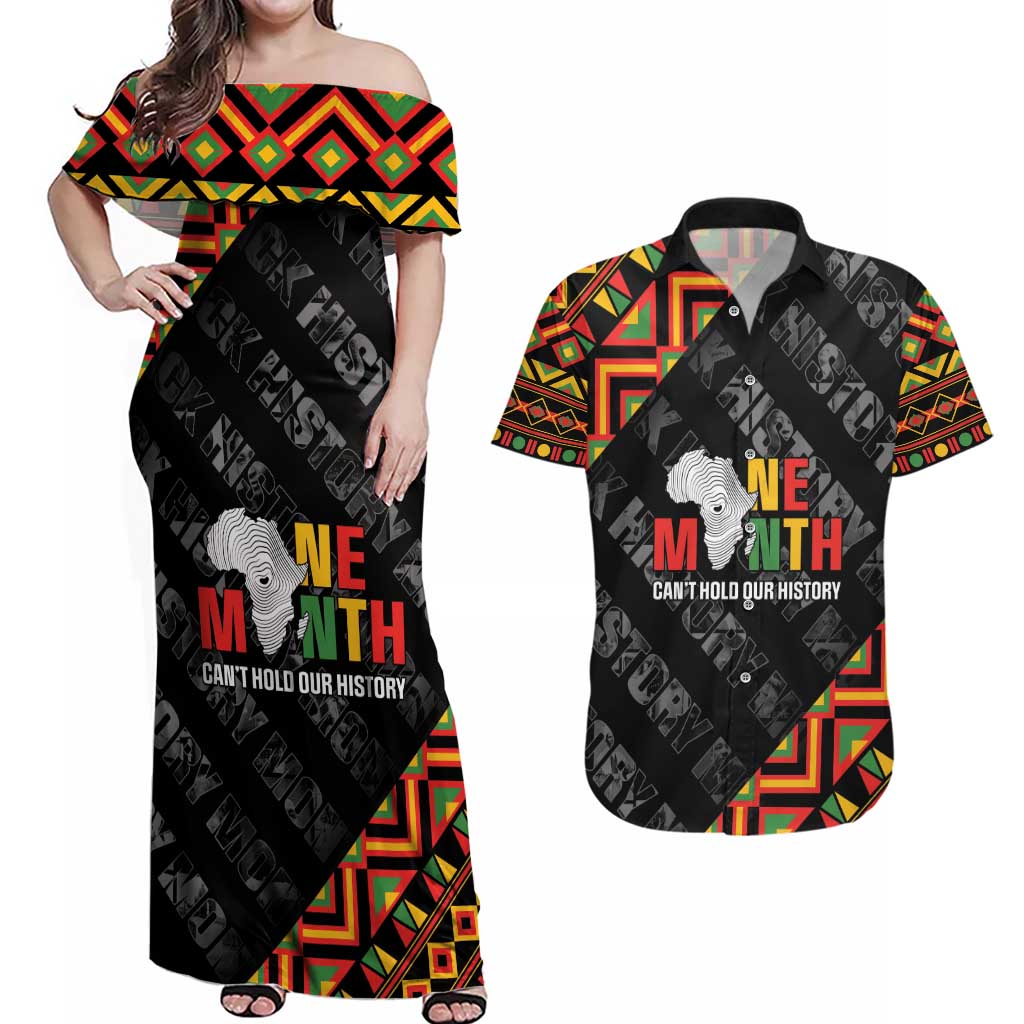 Black History Month Couples Matching Off Shoulder Maxi Dress and Hawaiian Shirt One Month Can't Hold Our History