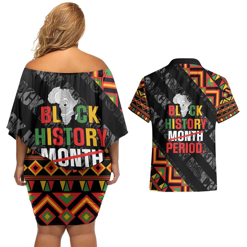 Black History Month Couples Matching Off Shoulder Short Dress and Hawaiian Shirt One Month Can't Hold Our History
