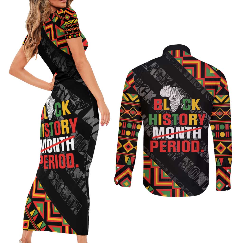 Black History Month Couples Matching Short Sleeve Bodycon Dress and Long Sleeve Button Shirt One Month Can't Hold Our History