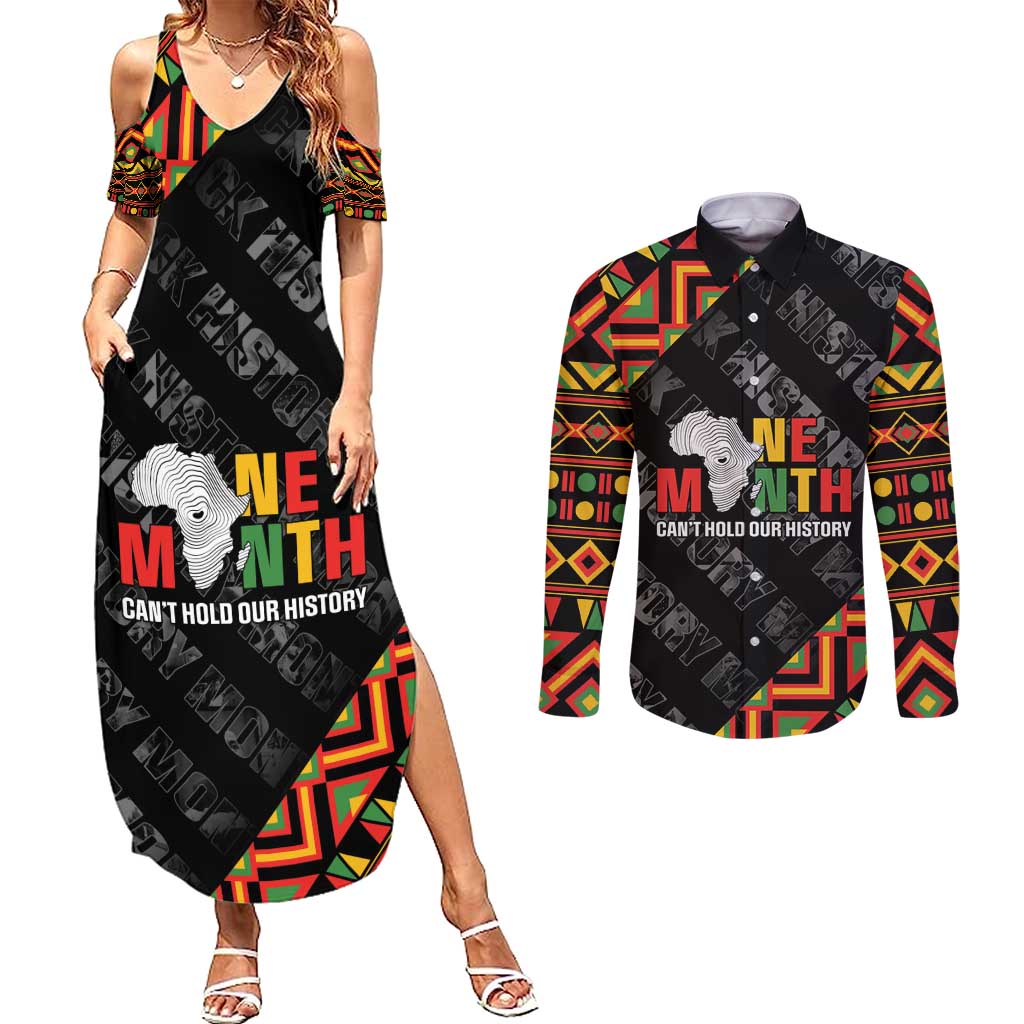 Black History Month Couples Matching Summer Maxi Dress and Long Sleeve Button Shirt One Month Can't Hold Our History