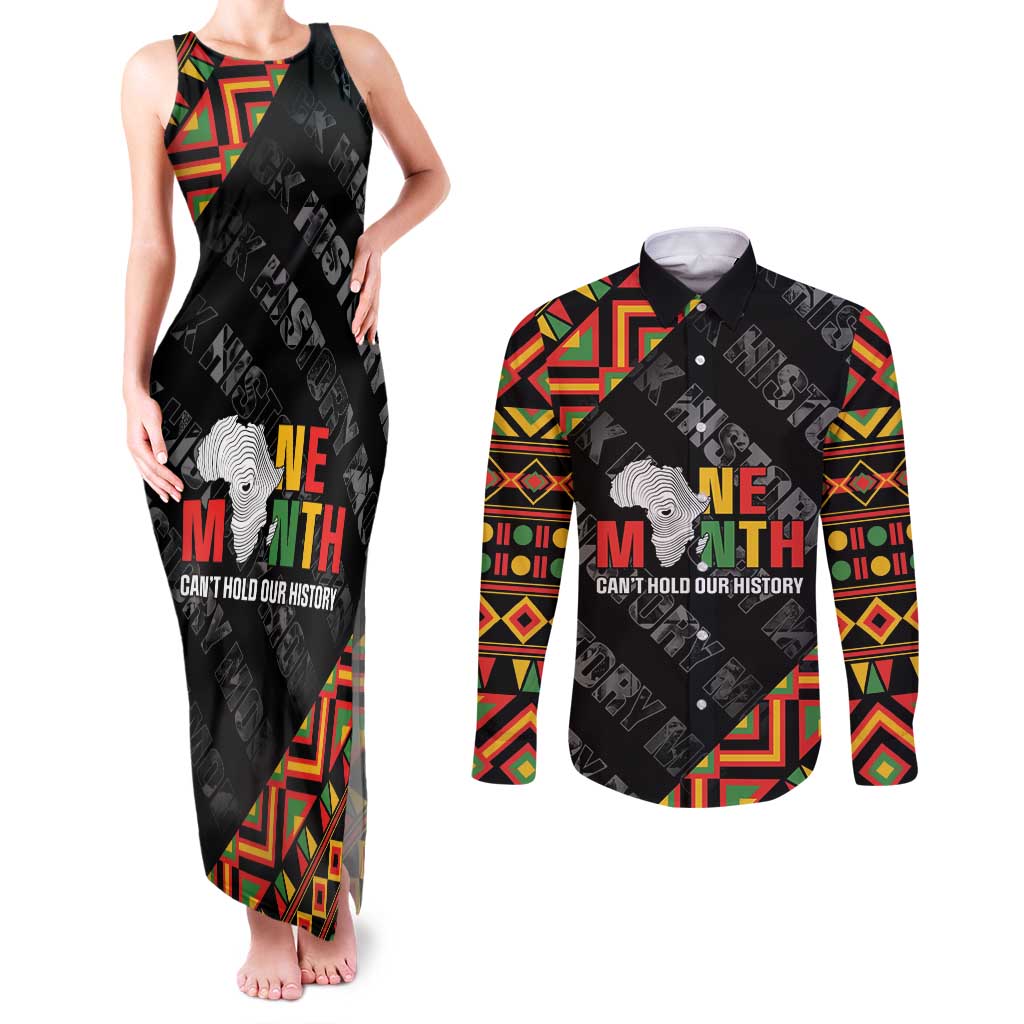 Black History Month Couples Matching Tank Maxi Dress and Long Sleeve Button Shirt One Month Can't Hold Our History