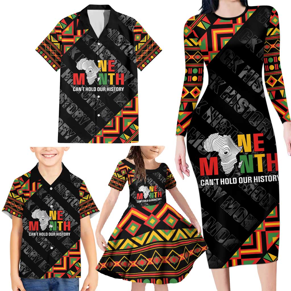 Black History Month Family Matching Long Sleeve Bodycon Dress and Hawaiian Shirt One Month Can't Hold Our History