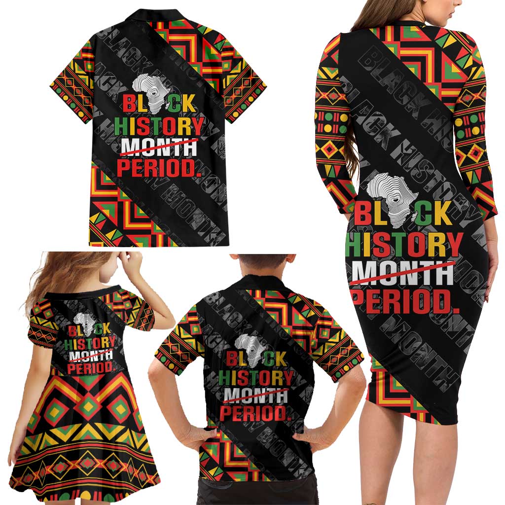 Black History Month Family Matching Long Sleeve Bodycon Dress and Hawaiian Shirt One Month Can't Hold Our History