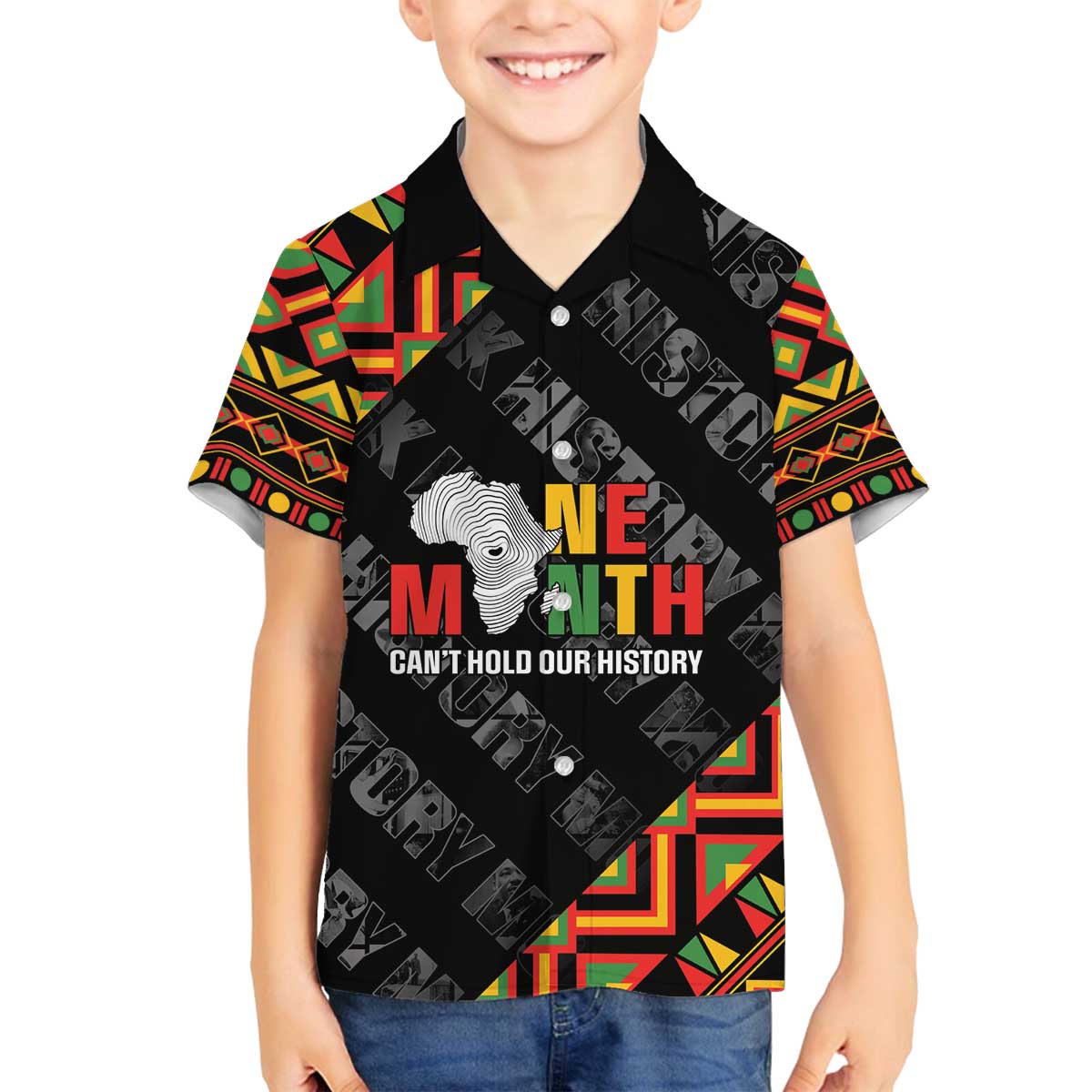 Black History Month Family Matching Off The Shoulder Long Sleeve Dress and Hawaiian Shirt One Month Can't Hold Our History