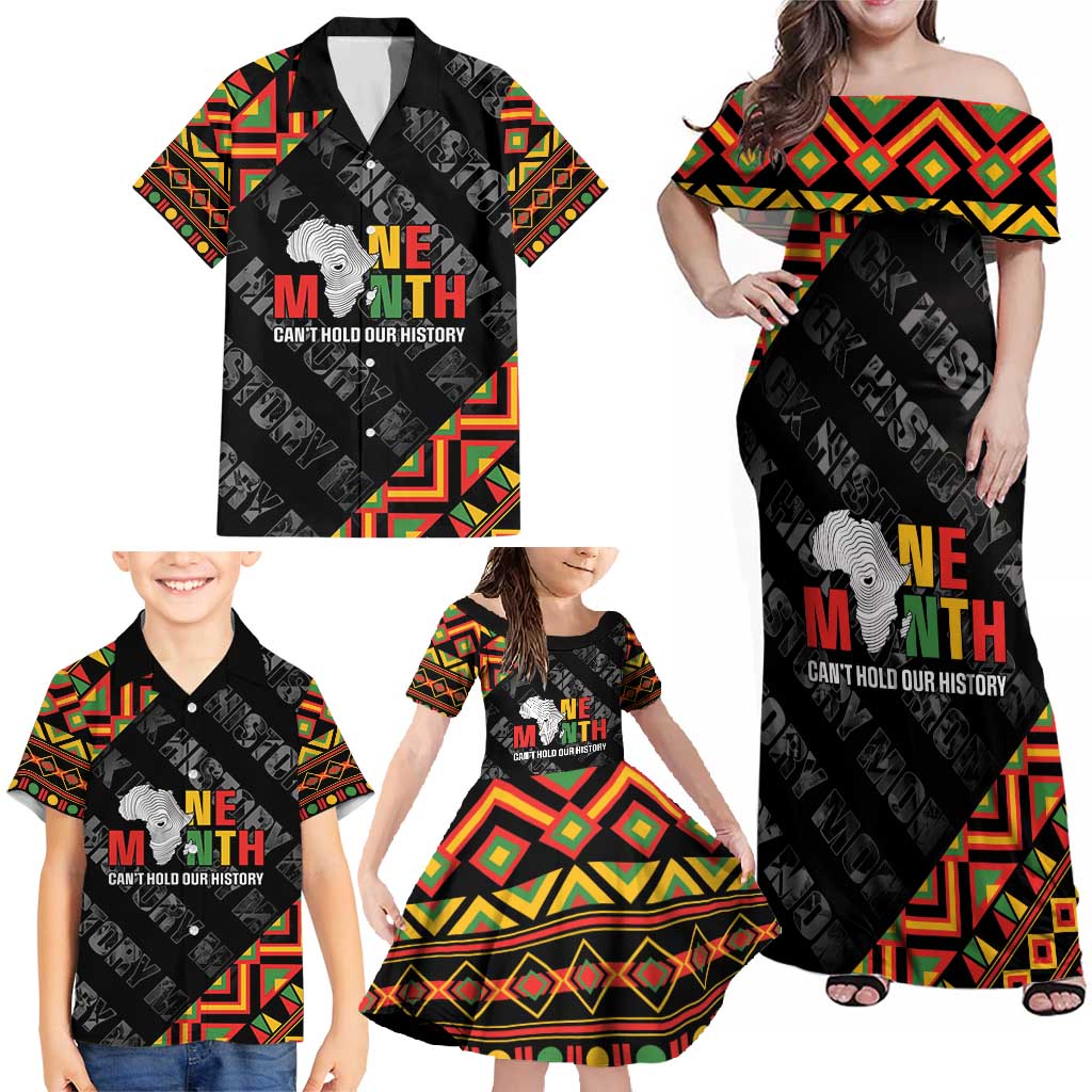 Black History Month Family Matching Off Shoulder Maxi Dress and Hawaiian Shirt One Month Can't Hold Our History