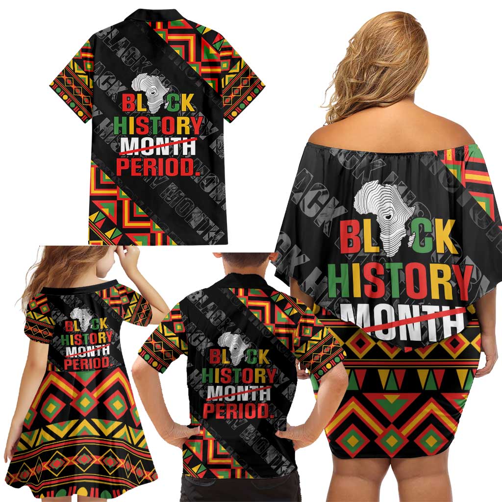 Black History Month Family Matching Off Shoulder Short Dress and Hawaiian Shirt One Month Can't Hold Our History