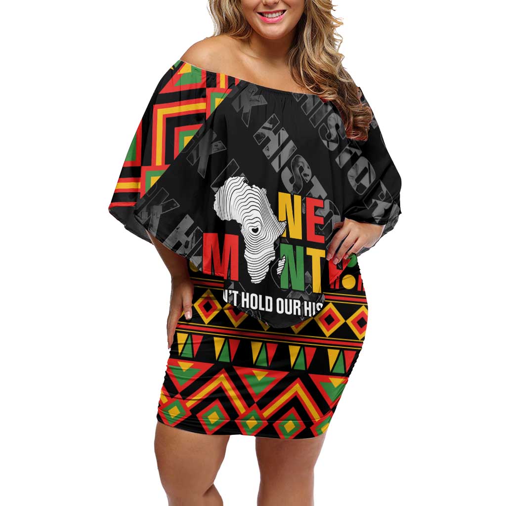 Black History Month Family Matching Off Shoulder Short Dress and Hawaiian Shirt One Month Can't Hold Our History