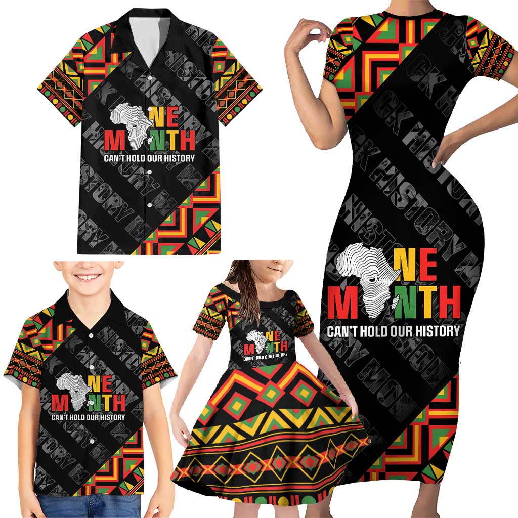 Black History Month Family Matching Short Sleeve Bodycon Dress and Hawaiian Shirt One Month Can't Hold Our History