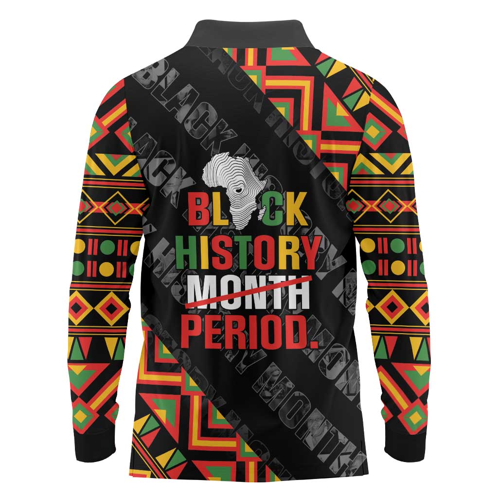 Black History Month Long Sleeve Polo Shirt One Month Can't Hold Our History