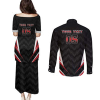 Custom Trinidad And Tobago Cricket Couples Matching Puletasi and Long Sleeve Button Shirt Go Red Force