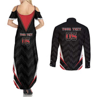 Custom Trinidad And Tobago Cricket Couples Matching Summer Maxi Dress and Long Sleeve Button Shirt Go Red Force