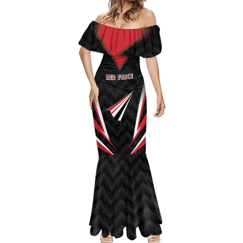 Custom Trinidad And Tobago Cricket Mermaid Dress Go Red Force
