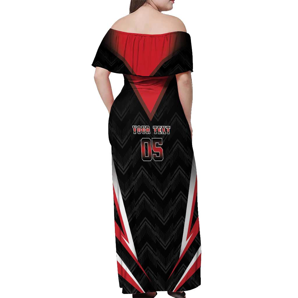 Custom Trinidad And Tobago Cricket Off Shoulder Maxi Dress Go Red Force