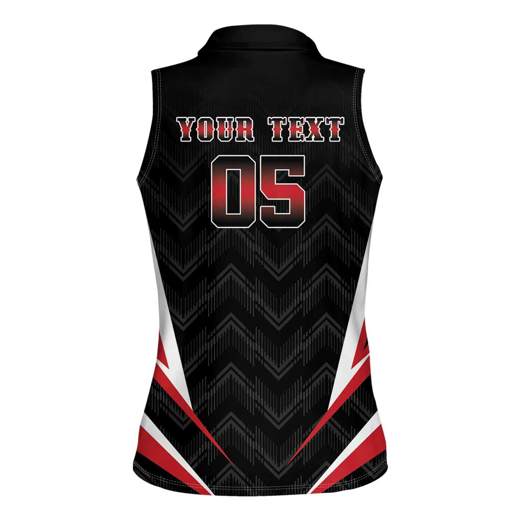 Custom Trinidad And Tobago Cricket Women Sleeveless Polo Shirt Go Red Force