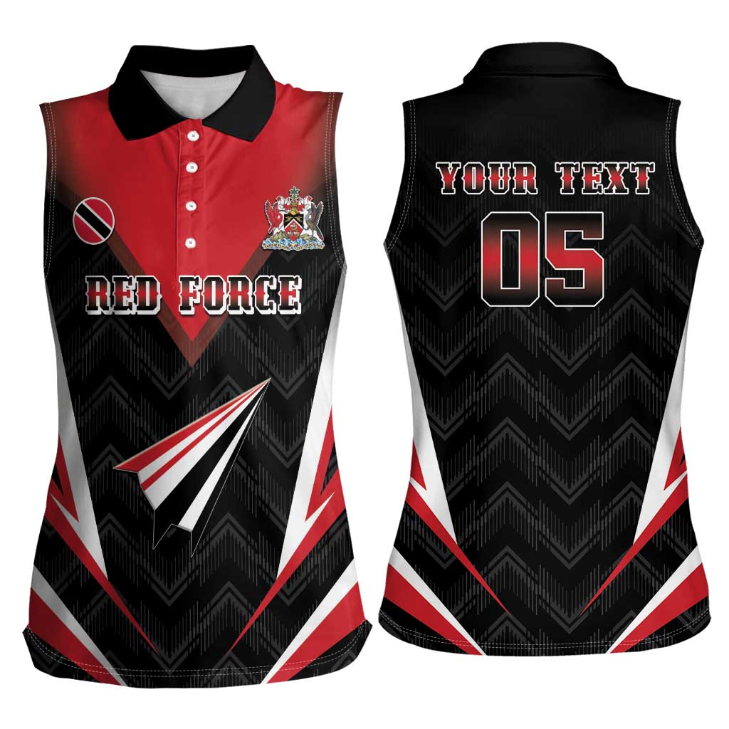 Custom Trinidad And Tobago Cricket Women Sleeveless Polo Shirt Go Red Force