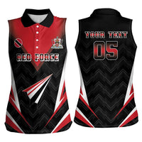 Custom Trinidad And Tobago Cricket Women Sleeveless Polo Shirt Go Red Force