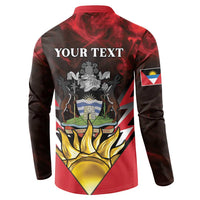 Personalized Antigua and Barbuda Button Sweatshirt Coat Of Arms With Fallow Deer