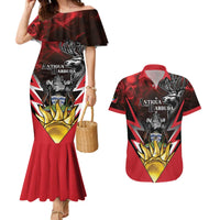 Personalized Antigua and Barbuda Couples Matching Mermaid Dress and Hawaiian Shirt Coat Of Arms With Fallow Deer