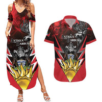 Personalized Antigua and Barbuda Couples Matching Summer Maxi Dress and Hawaiian Shirt Coat Of Arms With Fallow Deer