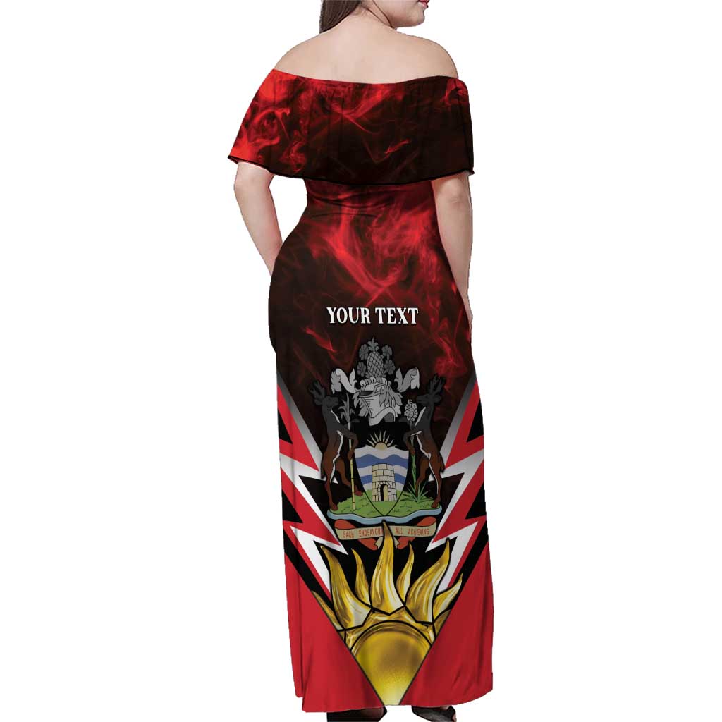 Personalized Antigua and Barbuda Family Matching Off Shoulder Maxi Dress and Hawaiian Shirt Coat Of Arms With Fallow Deer