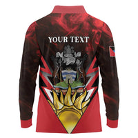 Personalized Antigua and Barbuda Long Sleeve Polo Shirt Coat Of Arms With Fallow Deer