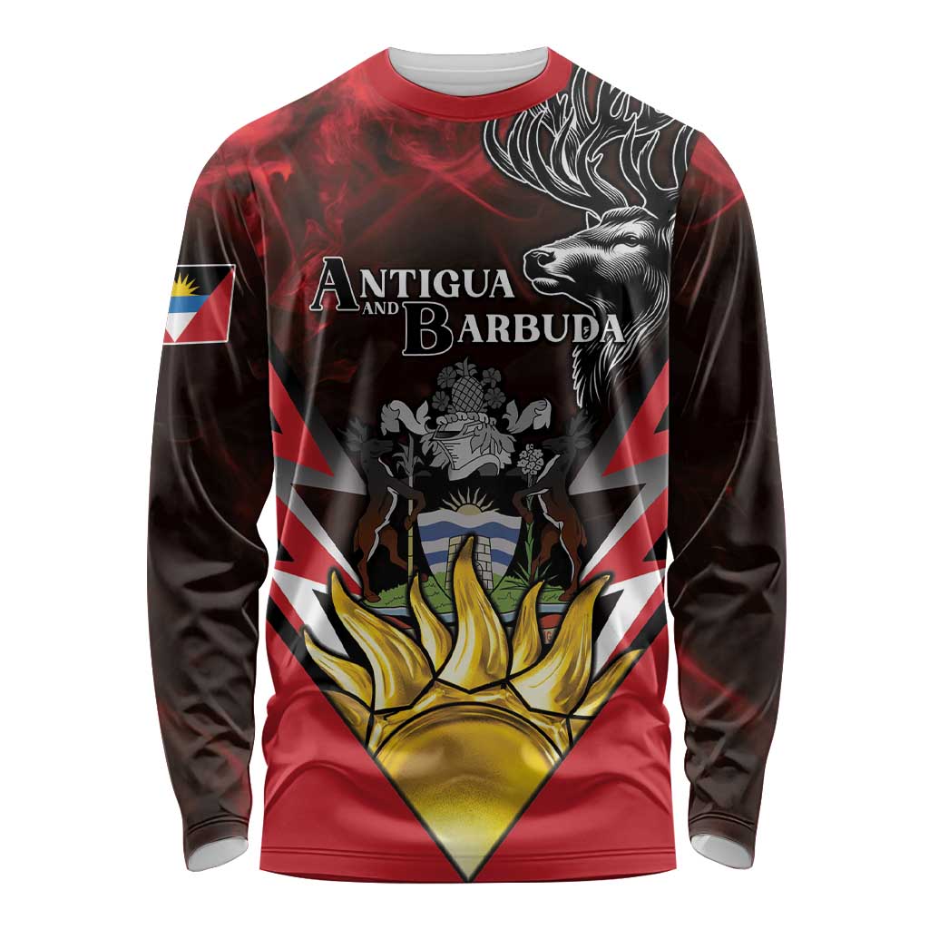 Personalized Antigua and Barbuda Long Sleeve Shirt Coat Of Arms With Fallow Deer