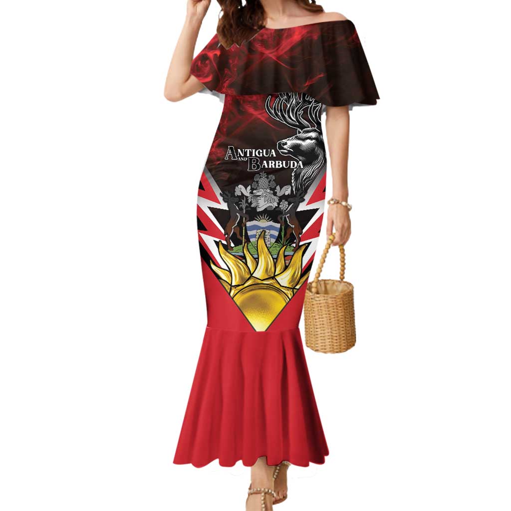 Personalized Antigua and Barbuda Mermaid Dress Coat Of Arms With Fallow Deer