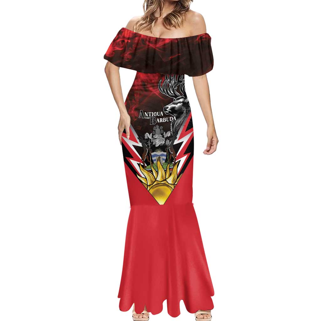 Personalized Antigua and Barbuda Mermaid Dress Coat Of Arms With Fallow Deer