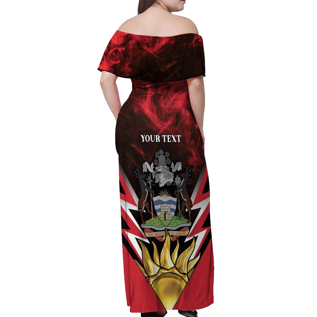Personalized Antigua and Barbuda Off Shoulder Maxi Dress Coat Of Arms With Fallow Deer