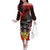 Personalized Antigua and Barbuda Off The Shoulder Long Sleeve Dress Coat Of Arms With Fallow Deer