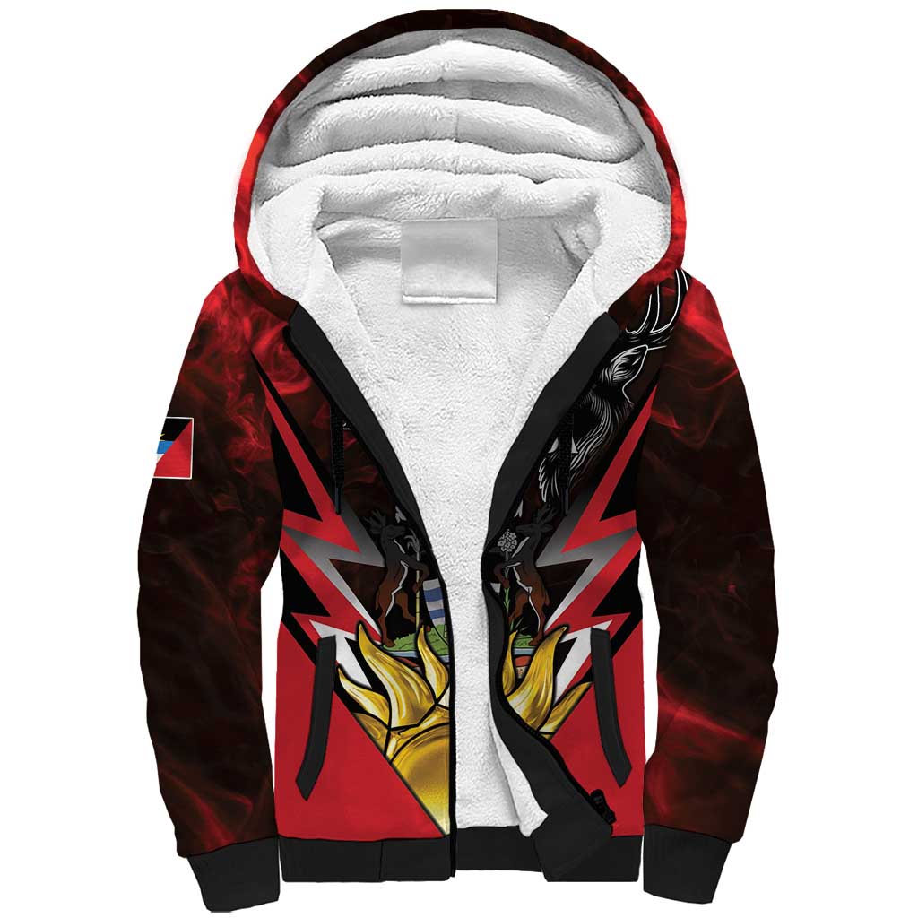 Personalized Antigua and Barbuda Sherpa Hoodie Coat Of Arms With Fallow Deer