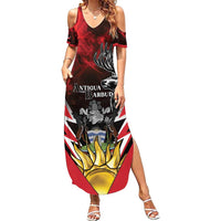 Personalized Antigua and Barbuda Summer Maxi Dress Coat Of Arms With Fallow Deer