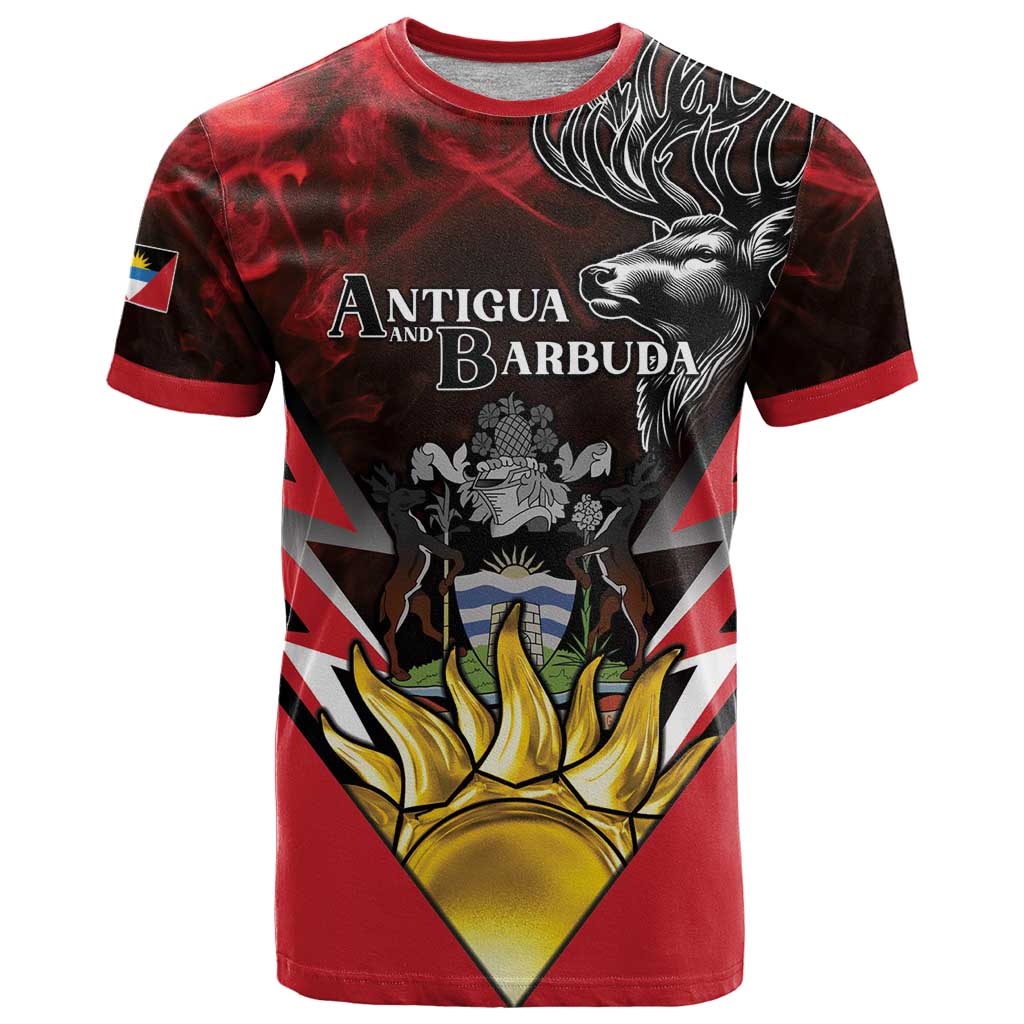 Personalized Antigua and Barbuda T Shirt Coat Of Arms With Fallow Deer