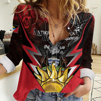 Personalized Antigua and Barbuda Women Casual Shirt Coat Of Arms With Fallow Deer