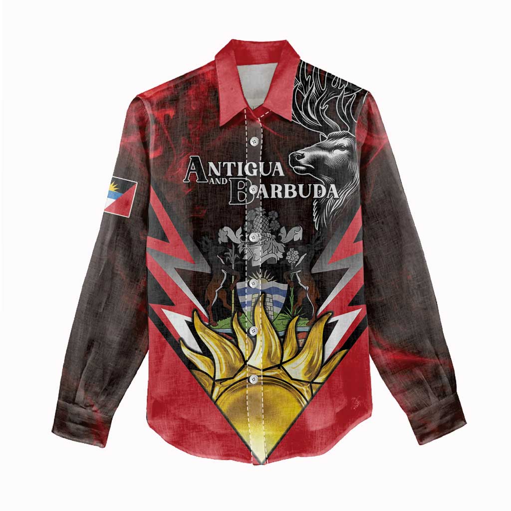Personalized Antigua and Barbuda Women Casual Shirt Coat Of Arms With Fallow Deer
