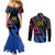 Custom Antigua and Barbuda Cricket Couples Matching Mermaid Dress and Long Sleeve Button Shirt Sporty Style