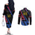 Custom Antigua and Barbuda Cricket Couples Matching Off The Shoulder Long Sleeve Dress and Long Sleeve Button Shirt Sporty Style
