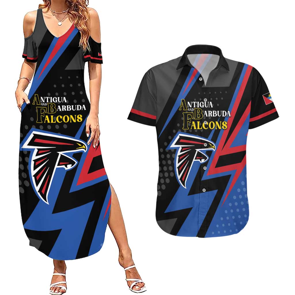 Custom Antigua and Barbuda Cricket Couples Matching Summer Maxi Dress and Hawaiian Shirt Sporty Style