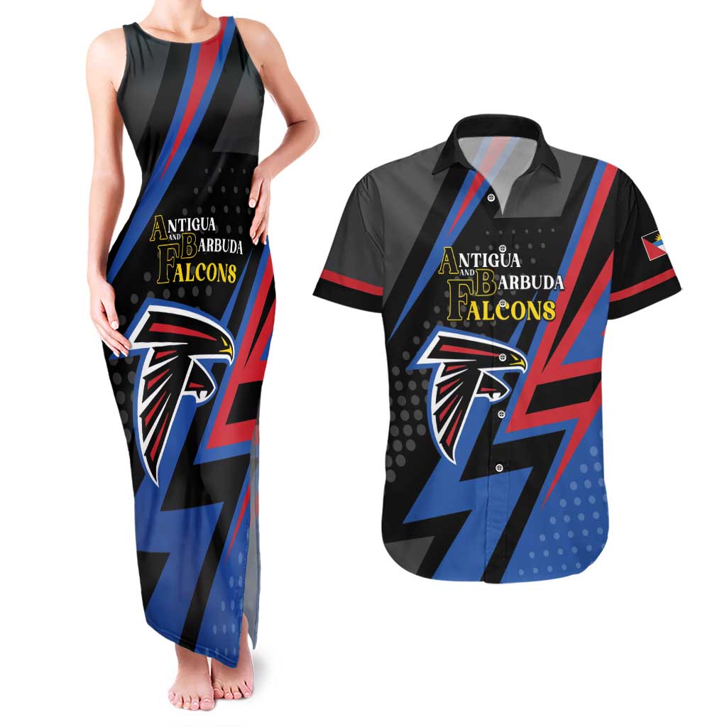 Custom Antigua and Barbuda Cricket Couples Matching Tank Maxi Dress and Hawaiian Shirt Sporty Style