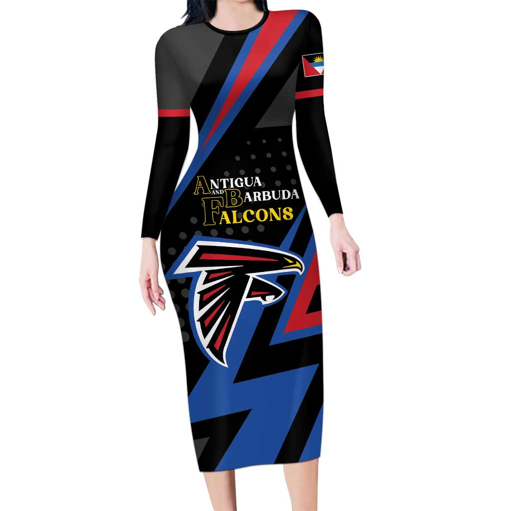 Custom Antigua and Barbuda Cricket Family Matching Long Sleeve Bodycon Dress and Hawaiian Shirt Sporty Style