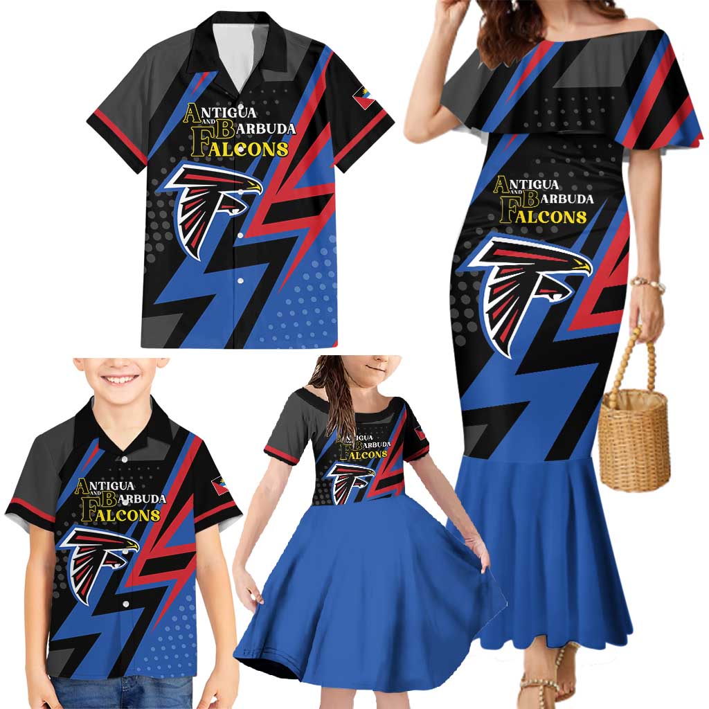 Custom Antigua and Barbuda Cricket Family Matching Mermaid Dress and Hawaiian Shirt Sporty Style