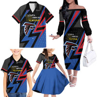 Custom Antigua and Barbuda Cricket Family Matching Off The Shoulder Long Sleeve Dress and Hawaiian Shirt Sporty Style