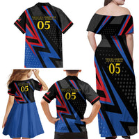 Custom Antigua and Barbuda Cricket Family Matching Off Shoulder Maxi Dress and Hawaiian Shirt Sporty Style